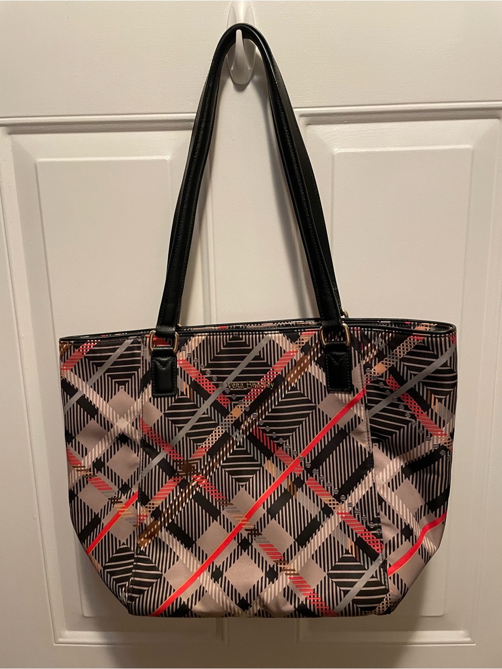 Vera Bradley Black Plaid nylon Tote Bag nwot